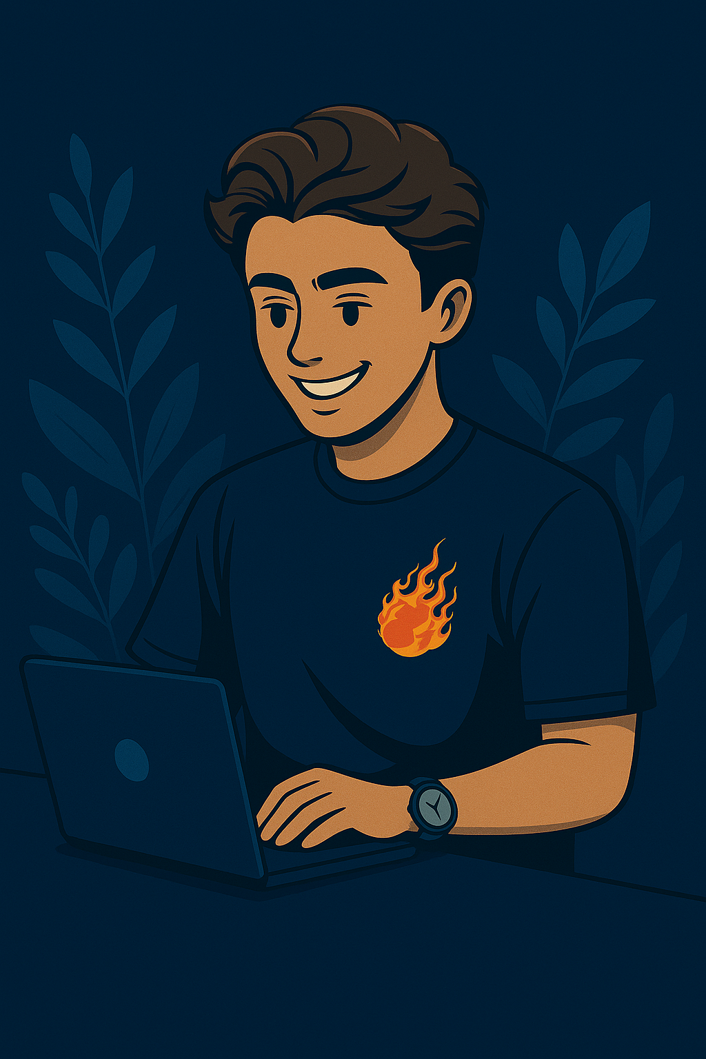 Illustration d'Alec devant un aquarium